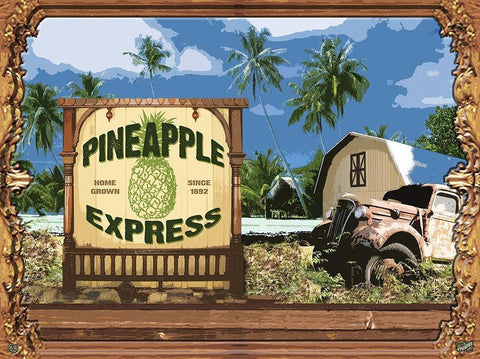 Pineapple Express White Modern Wood Framed Art Print with Double Matting by Has
