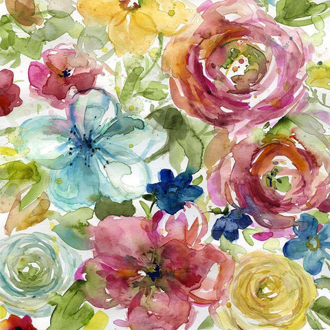 HAZ05 Assorted Bouquet White Modern Wood Framed Art Print with Double Matting by Franklin, Elizabeth