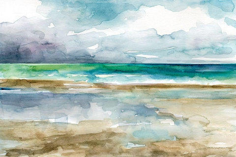 Low Tide 1 White Modern Wood Framed Art Print with Double Matting by Franklin, Elizabeth