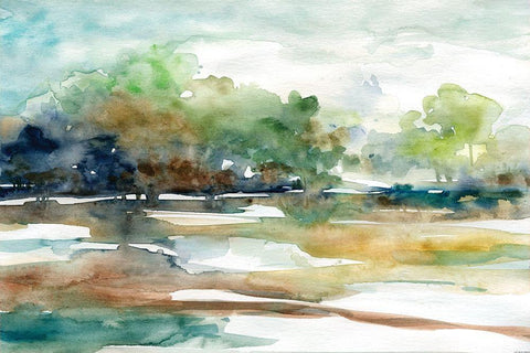 Tree Line 1 White Modern Wood Framed Art Print with Double Matting by Franklin, Elizabeth