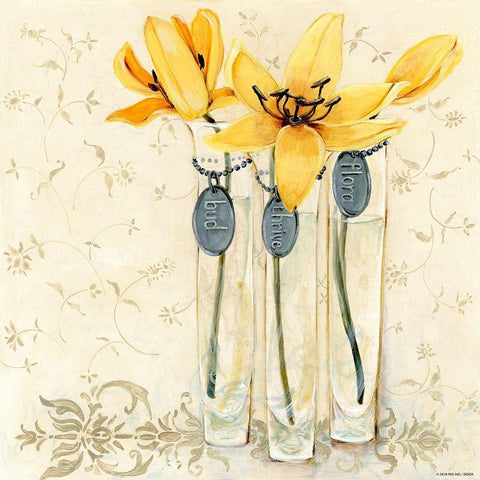 Inspired Yellow White Modern Wood Framed Art Print with Double Matting by Boem, O.