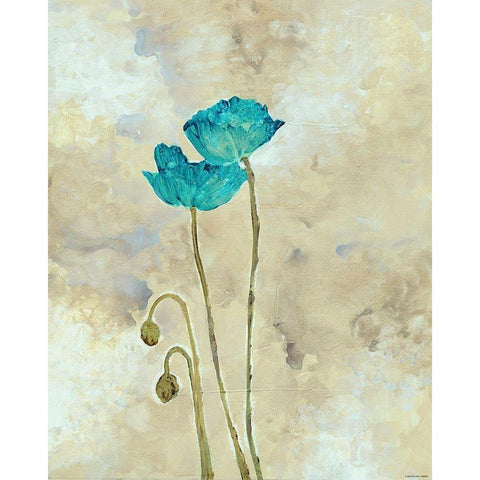 Tealqoise Flowers 1 Black Modern Wood Framed Art Print with Double Matting by Henry, E.