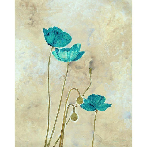 Tealqoise Flowers 2 Black Modern Wood Framed Art Print by Henry, E.