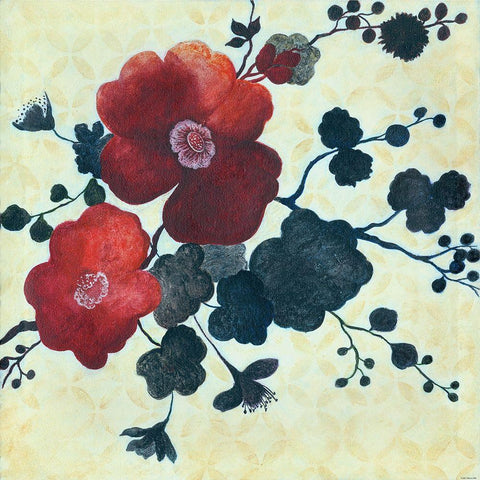Japanese Blossoms 2 Black Modern Wood Framed Art Print by Summers, Elle