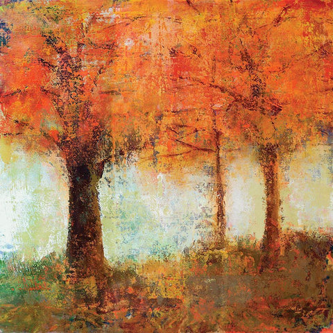 Fall Trees White Modern Wood Framed Art Print by Sokol-Hohne