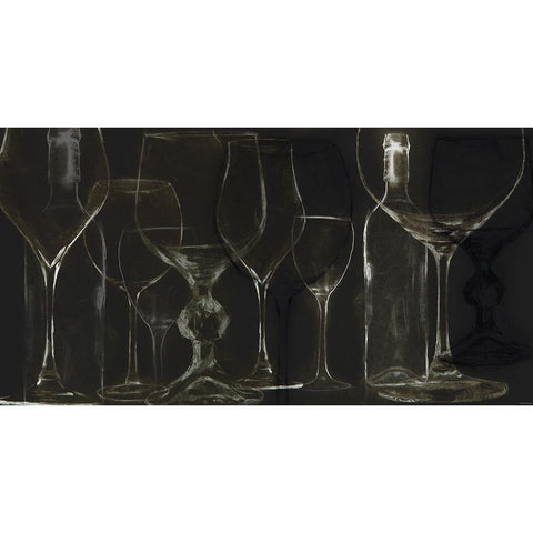 Wine Glasses 1 Black Modern Wood Framed Art Print with Double Matting by Sokol-Hohne