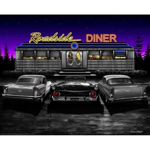 Roadside Diner Gold Ornate Wood Framed Art Print with Double Matting by Flint, Helen