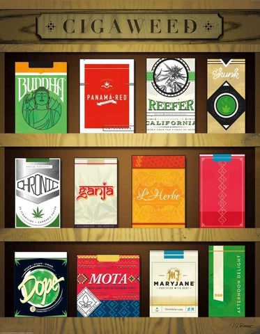 Cigaweed White Modern Wood Framed Art Print with Double Matting by Brando, JJ