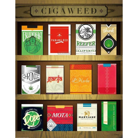 Cigaweed Black Modern Wood Framed Art Print by Brando, JJ