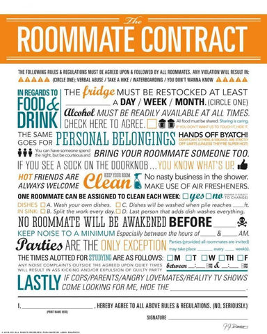 Roommate Contract White Modern Wood Framed Art Print with Double Matting by Brando, JJ