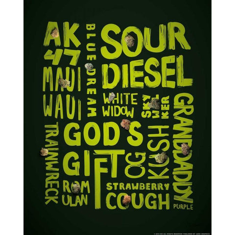 Green Words Black Modern Wood Framed Art Print with Double Matting by Brando, JJ