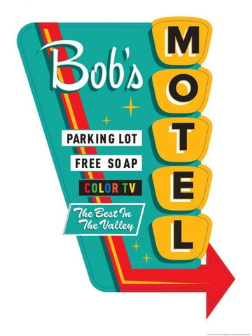 Bobs Motel In White Black Ornate Wood Framed Art Print with Double Matting by Brando, JJ