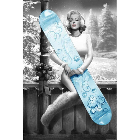 Marilyn Snowboard Black Modern Wood Framed Art Print with Double Matting by Brando, JJ