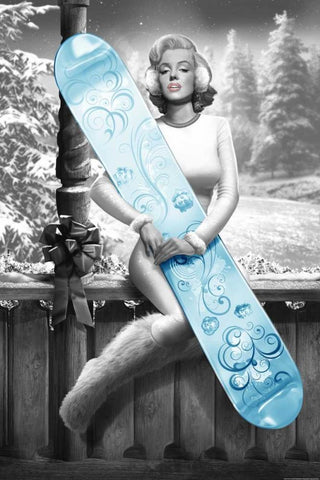 Marilyn Snowboard Black Ornate Wood Framed Art Print with Double Matting by Brando, JJ