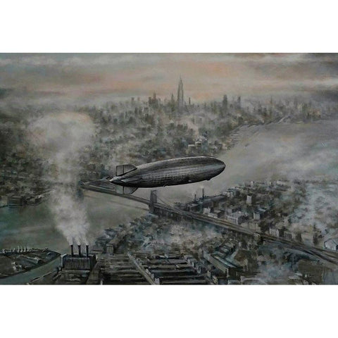 Zeppelin Gold Ornate Wood Framed Art Print with Double Matting by Gipe, L.