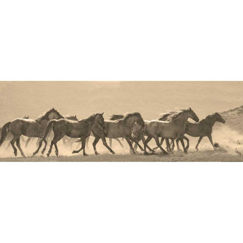 Horse Parade Gold Ornate Wood Framed Art Print with Double Matting by Linden, Sally