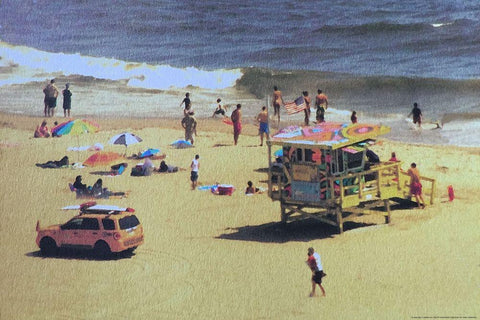 Beach White Modern Wood Framed Art Print with Double Matting by Linden, Sally