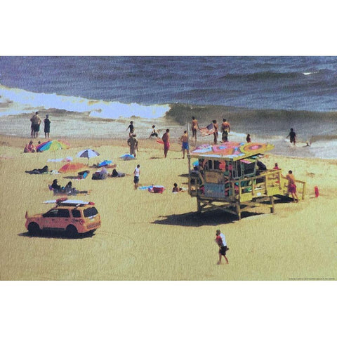 Beach White Modern Wood Framed Art Print by Linden, Sally