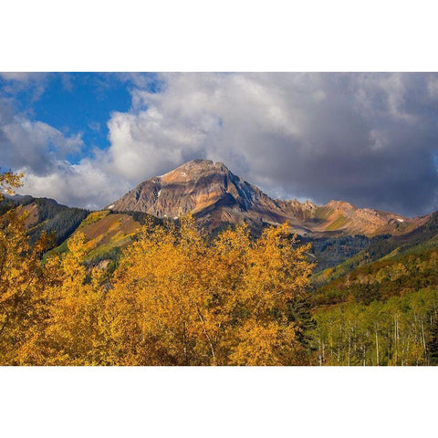 Mountians In The Fall Gold Ornate Wood Framed Art Print with Double Matting by Linden, Sally