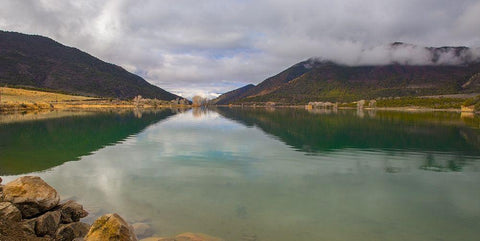 Rifle Gap White Modern Wood Framed Art Print with Double Matting by Linden, Sally