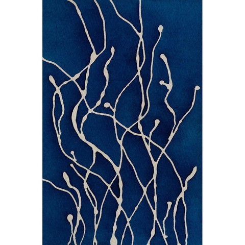 Blue Ferns Black Modern Wood Framed Art Print by Van, Laura