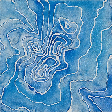 Ice Flow White Modern Wood Framed Art Print with Double Matting by Van, Laura