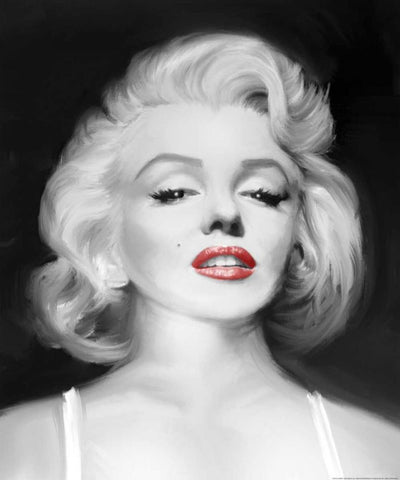 Marilyns Gaze White Modern Wood Framed Art Print with Double Matting by Michaels, Jerry