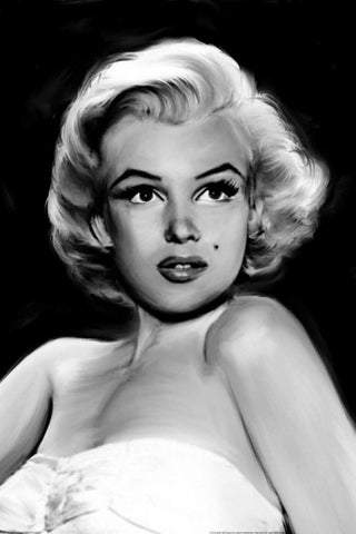 Pixie Marilyn White Modern Wood Framed Art Print with Double Matting by Michaels, Jerry