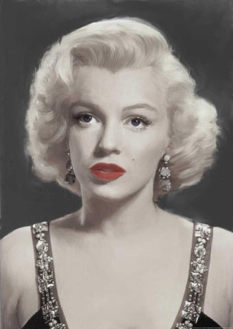 Marilyn Musing White Modern Wood Framed Art Print with Double Matting by Michaels, Jerry