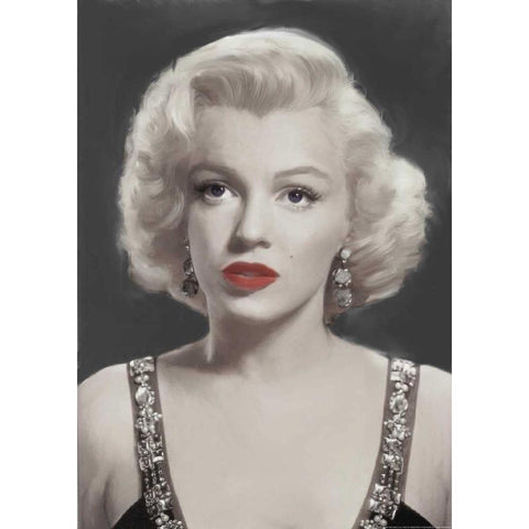 Marilyn Musing Black Modern Wood Framed Art Print by Michaels, Jerry