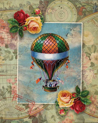 Balloon 1 White Modern Wood Framed Art Print with Double Matting by Nobleworks, Inc.