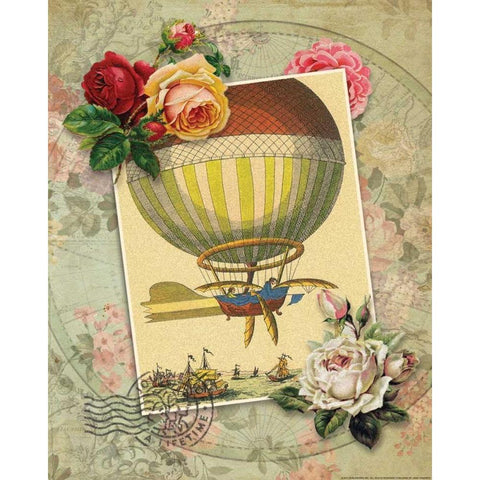 Balloon 3 Gold Ornate Wood Framed Art Print with Double Matting by Nobleworks, Inc.