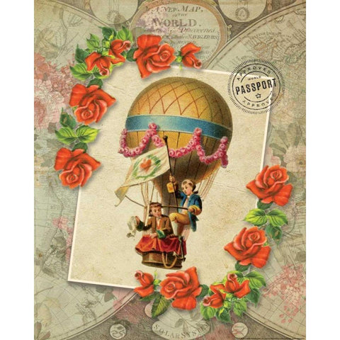 Balloon 4 Gold Ornate Wood Framed Art Print with Double Matting by Nobleworks, Inc.