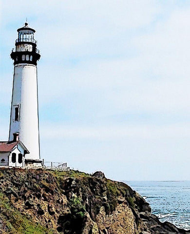 Lighthouse #1 Black Ornate Wood Framed Art Print with Double Matting by Segal, Alan