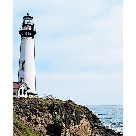 Lighthouse #1 Black Modern Wood Framed Art Print with Double Matting by Segal, Alan