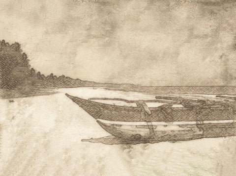 Waiting For Tide White Modern Wood Framed Art Print with Double Matting by Segal, Alan