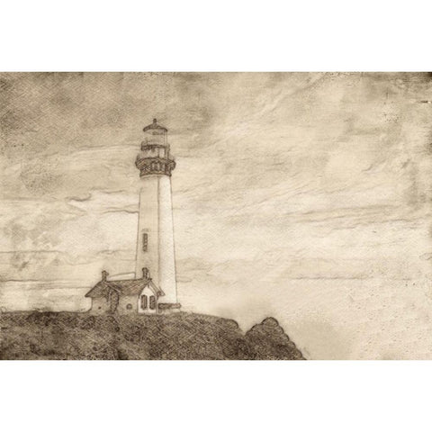Lighthouse Sepia Black Modern Wood Framed Art Print by Segal, Alan