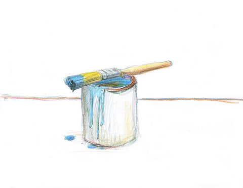 Blue Paint Black Ornate Wood Framed Art Print with Double Matting by Segal, Alan