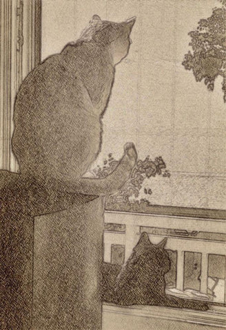 Looking White Modern Wood Framed Art Print with Double Matting by Segal, Alan