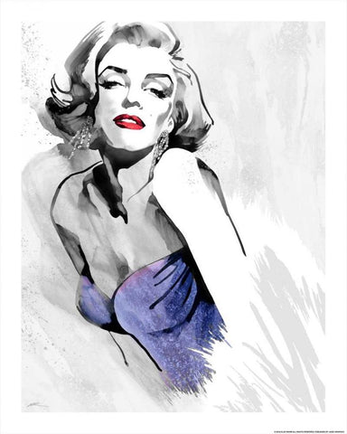 Marilyns Pose In Purple Black Ornate Wood Framed Art Print with Double Matting by Rahim, Ellie
