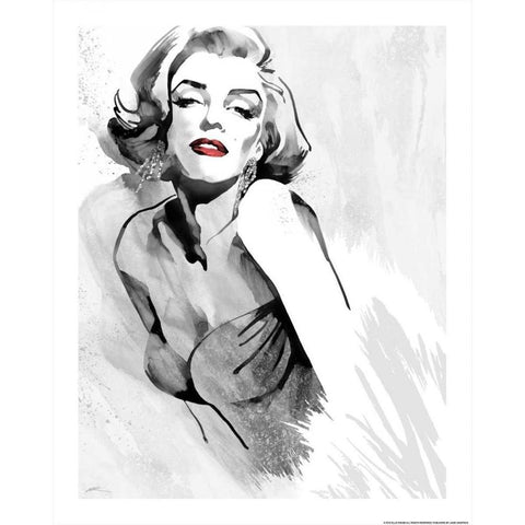 Marilyns Pose Red Lips Black Modern Wood Framed Art Print with Double Matting by Rahim, Ellie