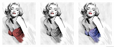Three Faces Of Marilyn White Modern Wood Framed Art Print with Double Matting by Rahim, Ellie