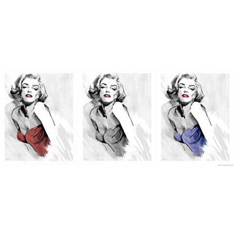 Three Faces Of Marilyn Black Modern Wood Framed Art Print by Rahim, Ellie