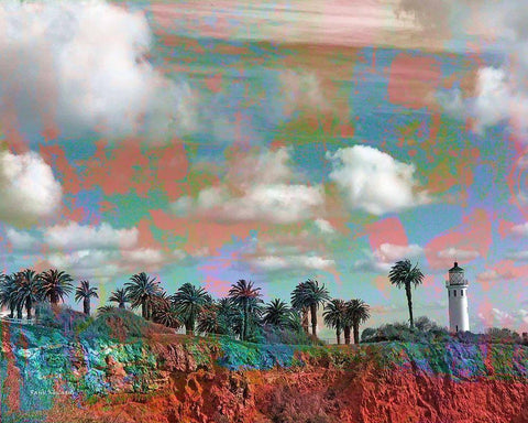 Light House Black Ornate Wood Framed Art Print with Double Matting by Khilnani, Rajiv