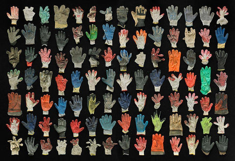 Work Gloves White Modern Wood Framed Art Print with Double Matting by Rosenthal, Barry