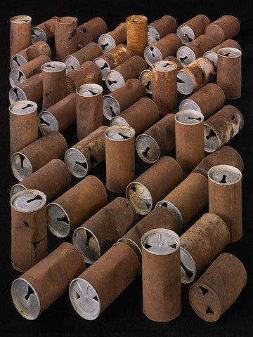 Beer Cans White Modern Wood Framed Art Print with Double Matting by Rosenthal, Barry
