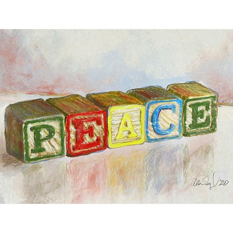 Peace Black Modern Wood Framed Art Print by Segal, Alan