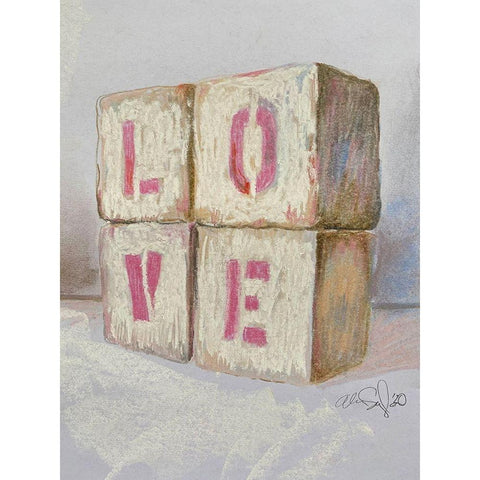 Love Blocks Gold Ornate Wood Framed Art Print with Double Matting by Segal, Alan