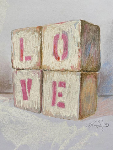 Love Blocks Black Ornate Wood Framed Art Print with Double Matting by Segal, Alan