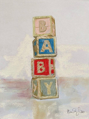 Baby Blocks White Modern Wood Framed Art Print with Double Matting by Segal, Alan